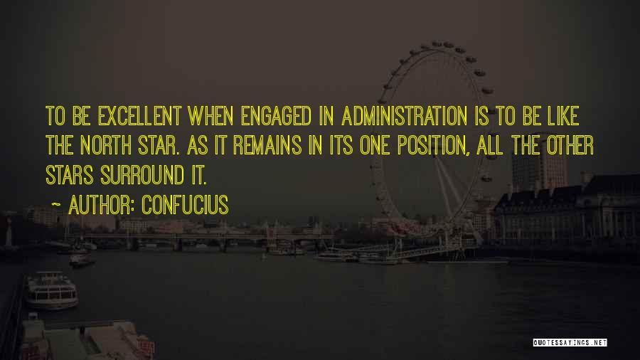 Confucius Quotes: To Be Excellent When Engaged In Administration Is To Be Like The North Star. As It Remains In Its One