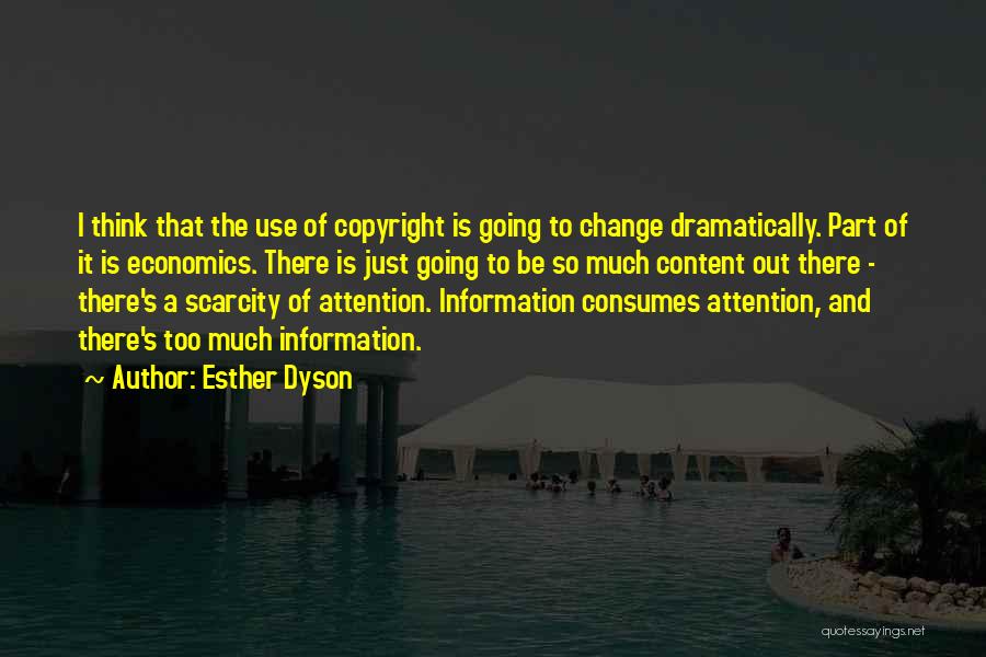 Esther Dyson Quotes: I Think That The Use Of Copyright Is Going To Change Dramatically. Part Of It Is Economics. There Is Just