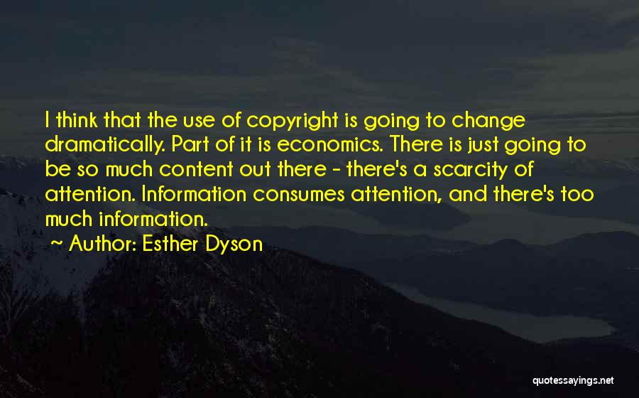 Esther Dyson Quotes: I Think That The Use Of Copyright Is Going To Change Dramatically. Part Of It Is Economics. There Is Just