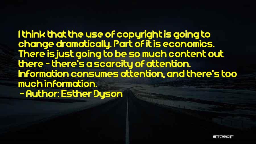 Esther Dyson Quotes: I Think That The Use Of Copyright Is Going To Change Dramatically. Part Of It Is Economics. There Is Just