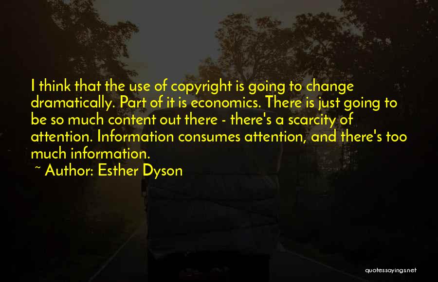 Esther Dyson Quotes: I Think That The Use Of Copyright Is Going To Change Dramatically. Part Of It Is Economics. There Is Just