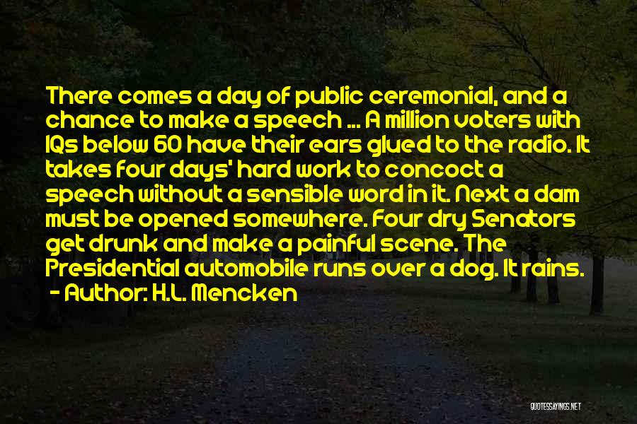 H.L. Mencken Quotes: There Comes A Day Of Public Ceremonial, And A Chance To Make A Speech ... A Million Voters With Iqs