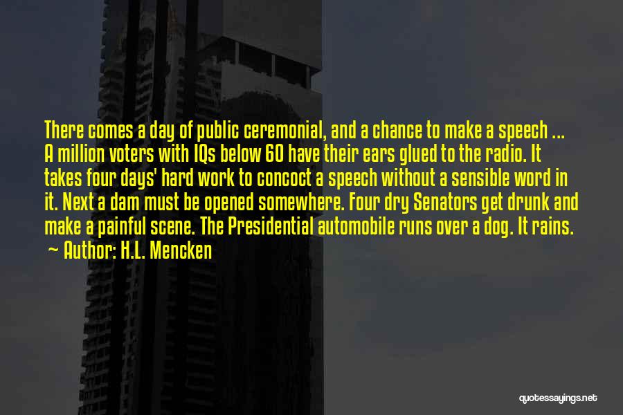 H.L. Mencken Quotes: There Comes A Day Of Public Ceremonial, And A Chance To Make A Speech ... A Million Voters With Iqs