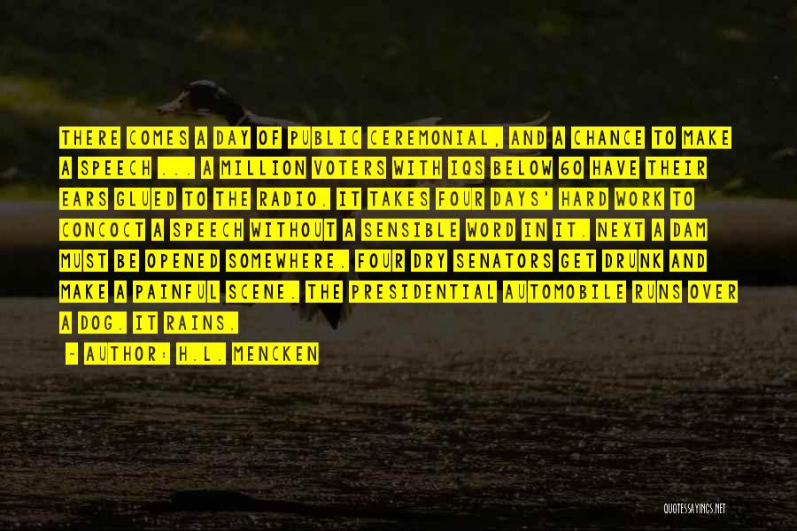 H.L. Mencken Quotes: There Comes A Day Of Public Ceremonial, And A Chance To Make A Speech ... A Million Voters With Iqs
