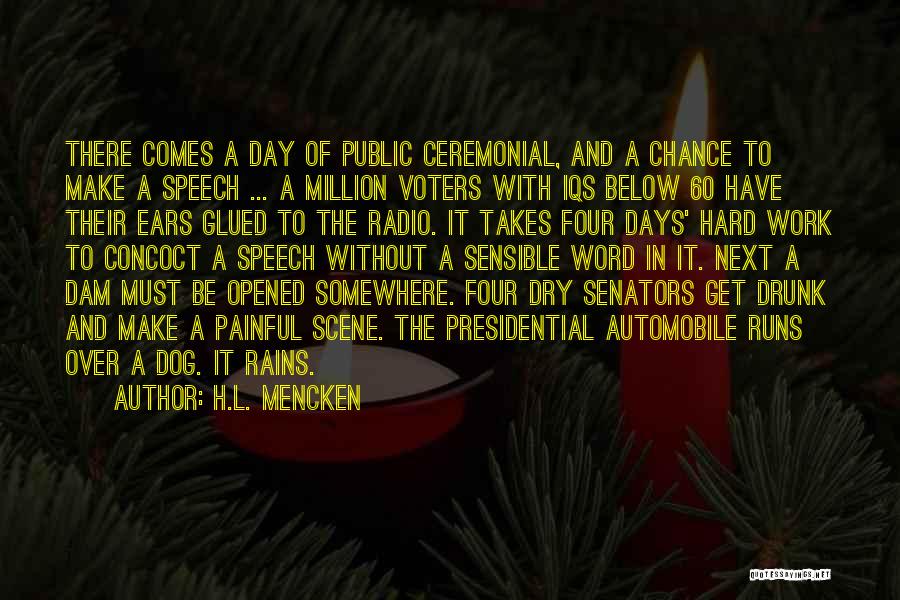 H.L. Mencken Quotes: There Comes A Day Of Public Ceremonial, And A Chance To Make A Speech ... A Million Voters With Iqs