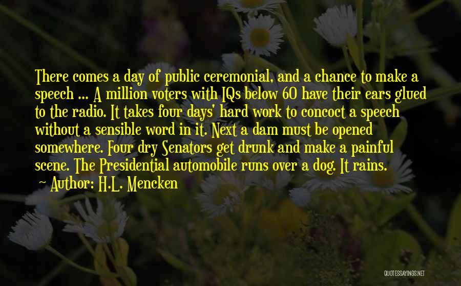 H.L. Mencken Quotes: There Comes A Day Of Public Ceremonial, And A Chance To Make A Speech ... A Million Voters With Iqs