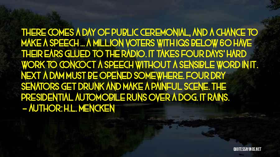 H.L. Mencken Quotes: There Comes A Day Of Public Ceremonial, And A Chance To Make A Speech ... A Million Voters With Iqs