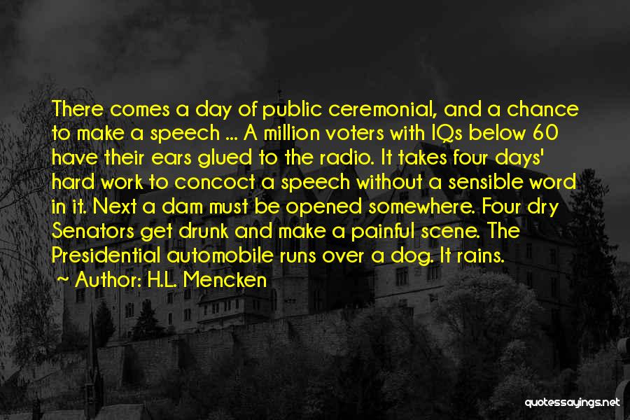 H.L. Mencken Quotes: There Comes A Day Of Public Ceremonial, And A Chance To Make A Speech ... A Million Voters With Iqs