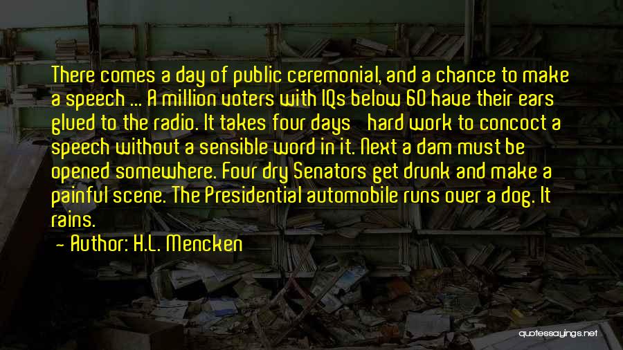 H.L. Mencken Quotes: There Comes A Day Of Public Ceremonial, And A Chance To Make A Speech ... A Million Voters With Iqs