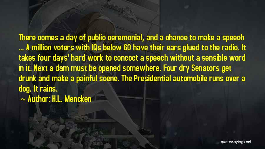 H.L. Mencken Quotes: There Comes A Day Of Public Ceremonial, And A Chance To Make A Speech ... A Million Voters With Iqs