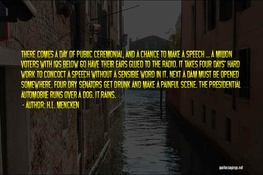 H.L. Mencken Quotes: There Comes A Day Of Public Ceremonial, And A Chance To Make A Speech ... A Million Voters With Iqs