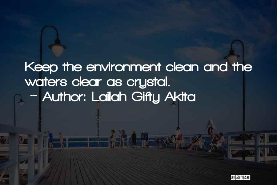 Lailah Gifty Akita Quotes: Keep The Environment Clean And The Waters Clear As Crystal.