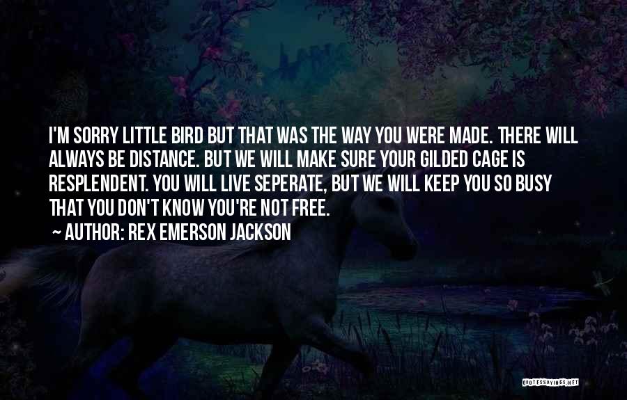 Rex Emerson Jackson Quotes: I'm Sorry Little Bird But That Was The Way You Were Made. There Will Always Be Distance. But We Will