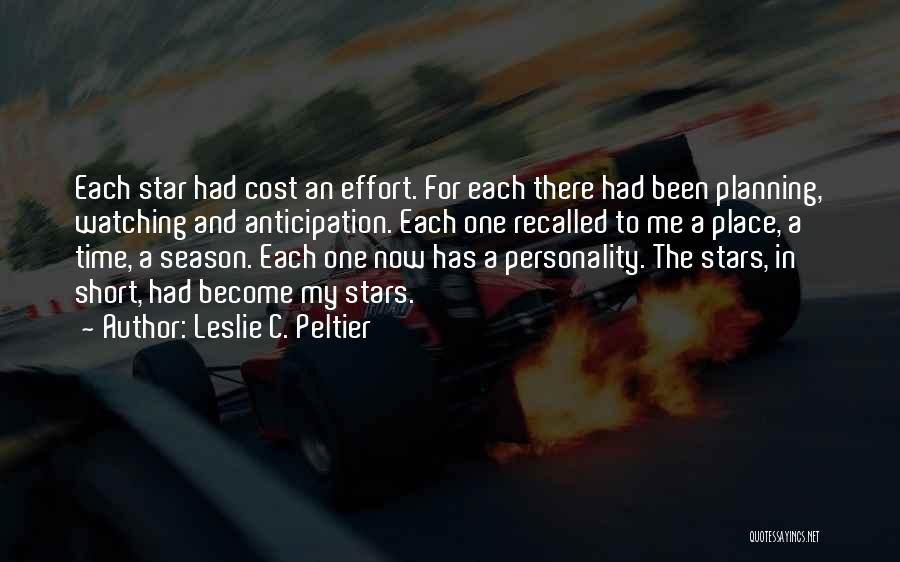 Leslie C. Peltier Quotes: Each Star Had Cost An Effort. For Each There Had Been Planning, Watching And Anticipation. Each One Recalled To Me