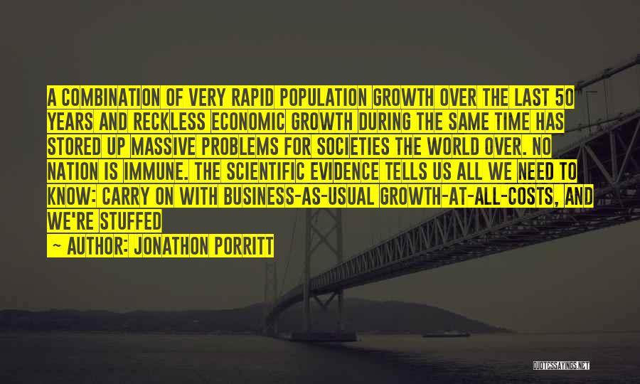 Jonathon Porritt Quotes: A Combination Of Very Rapid Population Growth Over The Last 50 Years And Reckless Economic Growth During The Same Time
