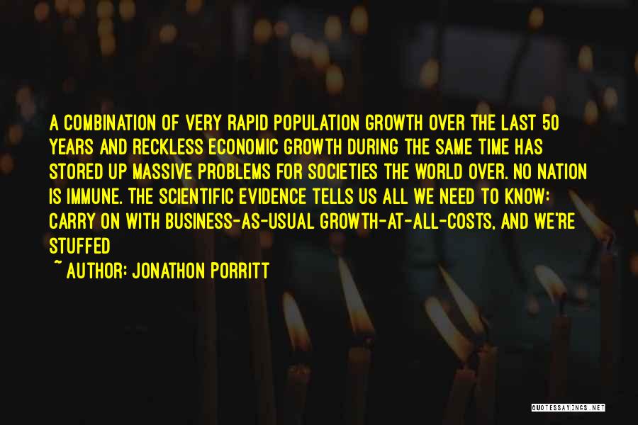 Jonathon Porritt Quotes: A Combination Of Very Rapid Population Growth Over The Last 50 Years And Reckless Economic Growth During The Same Time