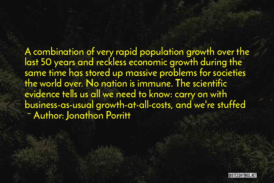 Jonathon Porritt Quotes: A Combination Of Very Rapid Population Growth Over The Last 50 Years And Reckless Economic Growth During The Same Time