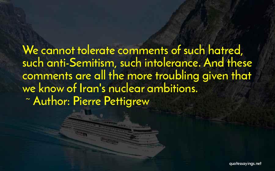 Pierre Pettigrew Quotes: We Cannot Tolerate Comments Of Such Hatred, Such Anti-semitism, Such Intolerance. And These Comments Are All The More Troubling Given