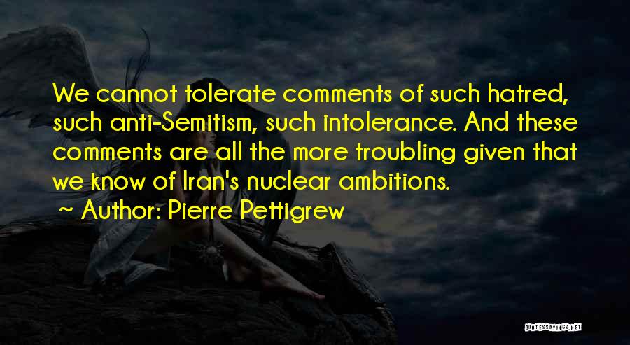 Pierre Pettigrew Quotes: We Cannot Tolerate Comments Of Such Hatred, Such Anti-semitism, Such Intolerance. And These Comments Are All The More Troubling Given