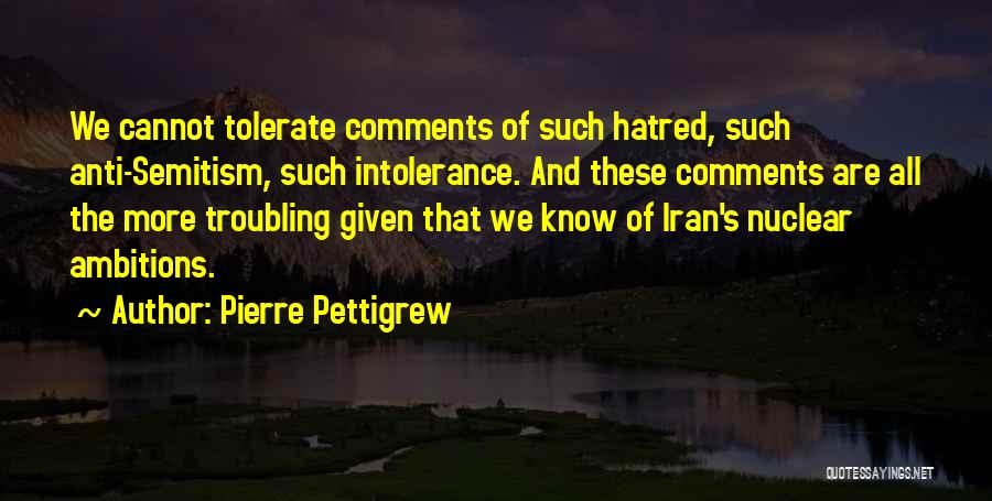 Pierre Pettigrew Quotes: We Cannot Tolerate Comments Of Such Hatred, Such Anti-semitism, Such Intolerance. And These Comments Are All The More Troubling Given