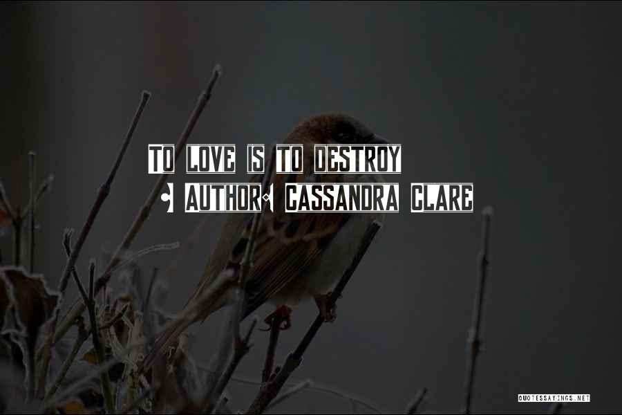 Cassandra Clare Quotes: To Love Is To Destroy