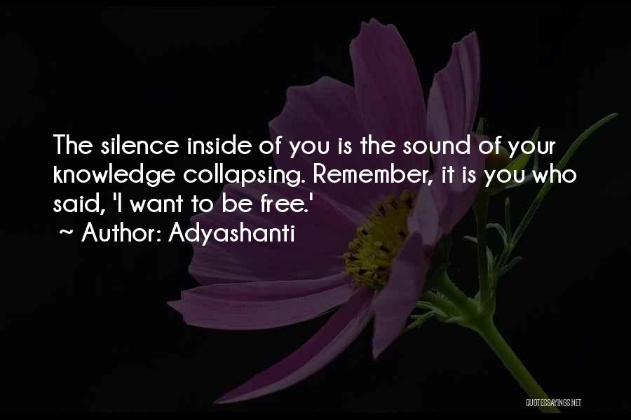 Adyashanti Quotes: The Silence Inside Of You Is The Sound Of Your Knowledge Collapsing. Remember, It Is You Who Said, 'i Want