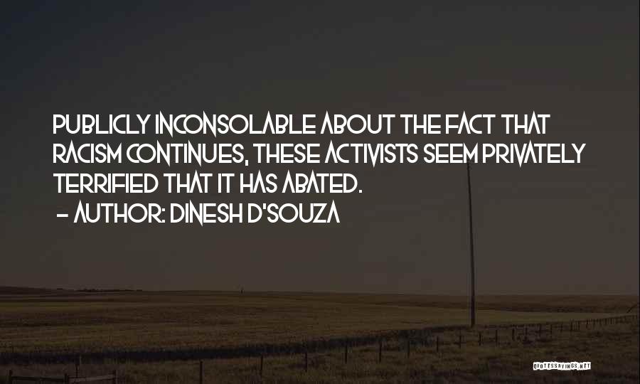 Dinesh D'Souza Quotes: Publicly Inconsolable About The Fact That Racism Continues, These Activists Seem Privately Terrified That It Has Abated.