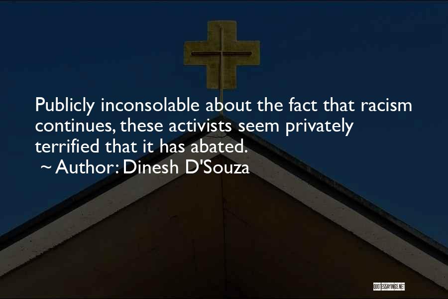 Dinesh D'Souza Quotes: Publicly Inconsolable About The Fact That Racism Continues, These Activists Seem Privately Terrified That It Has Abated.