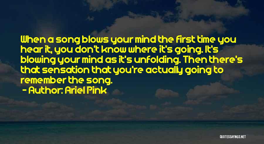 Ariel Pink Quotes: When A Song Blows Your Mind The First Time You Hear It, You Don't Know Where It's Going. It's Blowing