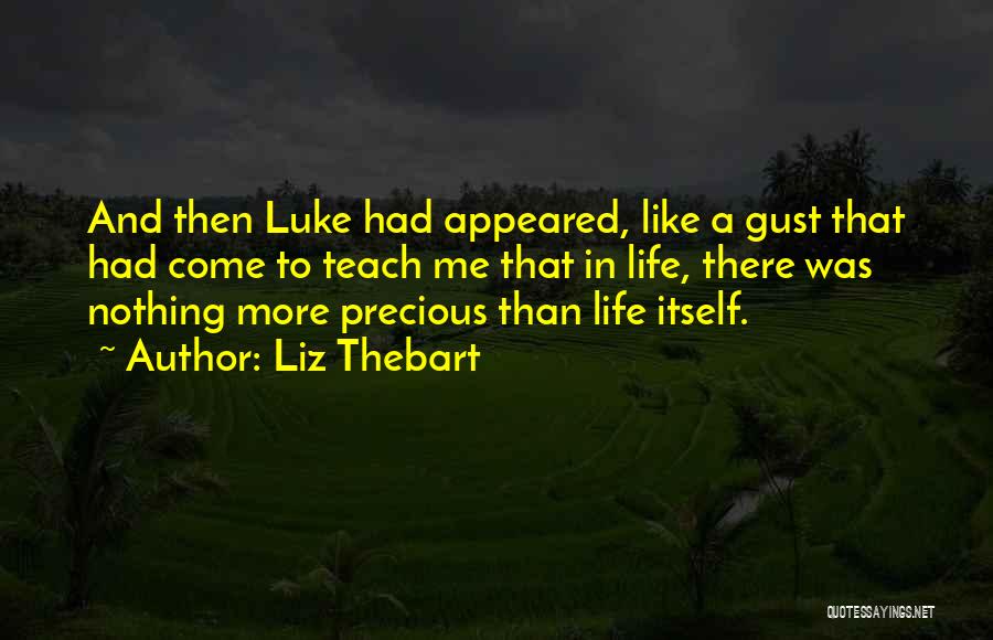 Liz Thebart Quotes: And Then Luke Had Appeared, Like A Gust That Had Come To Teach Me That In Life, There Was Nothing