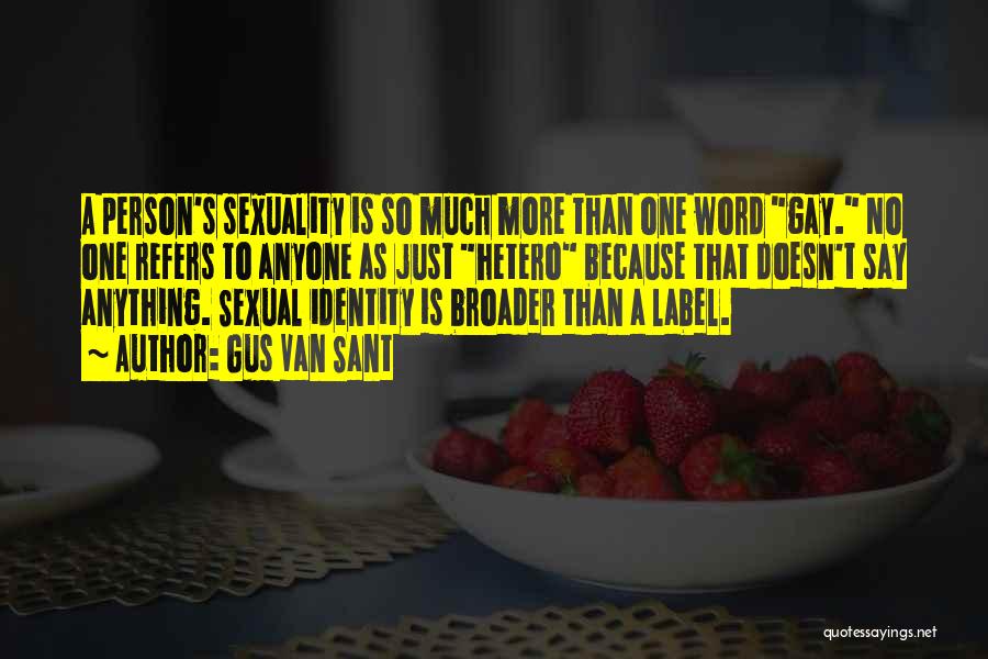 Gus Van Sant Quotes: A Person's Sexuality Is So Much More Than One Word Gay. No One Refers To Anyone As Just Hetero Because