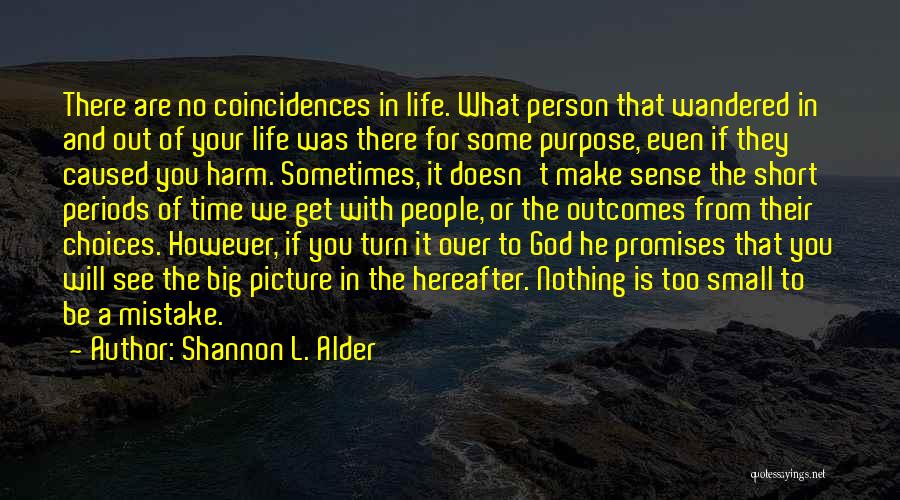 Shannon L. Alder Quotes: There Are No Coincidences In Life. What Person That Wandered In And Out Of Your Life Was There For Some