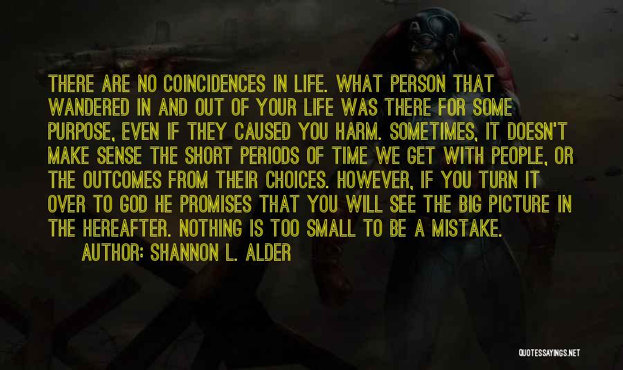 Shannon L. Alder Quotes: There Are No Coincidences In Life. What Person That Wandered In And Out Of Your Life Was There For Some