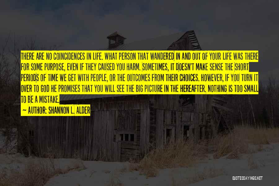 Shannon L. Alder Quotes: There Are No Coincidences In Life. What Person That Wandered In And Out Of Your Life Was There For Some