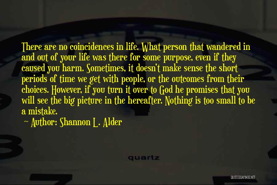 Shannon L. Alder Quotes: There Are No Coincidences In Life. What Person That Wandered In And Out Of Your Life Was There For Some