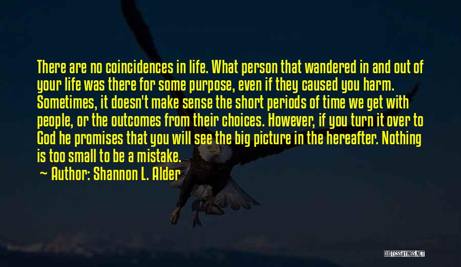 Shannon L. Alder Quotes: There Are No Coincidences In Life. What Person That Wandered In And Out Of Your Life Was There For Some