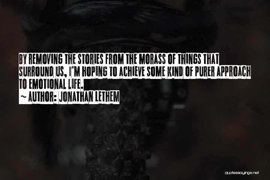 Jonathan Lethem Quotes: By Removing The Stories From The Morass Of Things That Surround Us, I'm Hoping To Achieve Some Kind Of Purer