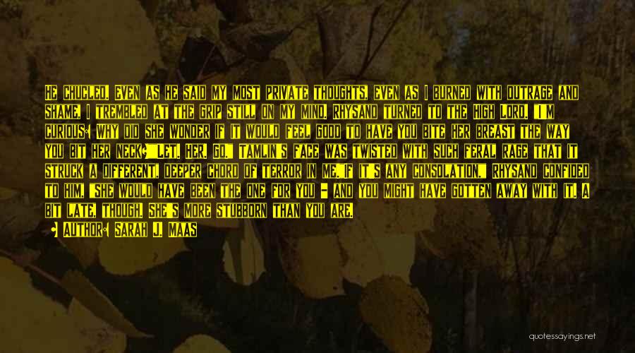 Sarah J. Maas Quotes: He Chucled. Even As He Said My Most Private Thoughts, Even As I Burned With Outrage And Shame, I Trembled