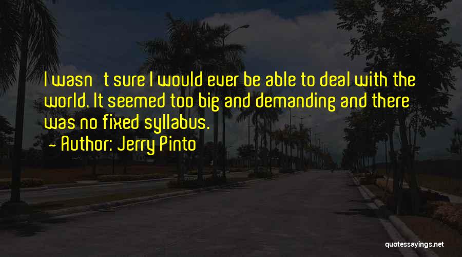 Jerry Pinto Quotes: I Wasn't Sure I Would Ever Be Able To Deal With The World. It Seemed Too Big And Demanding And