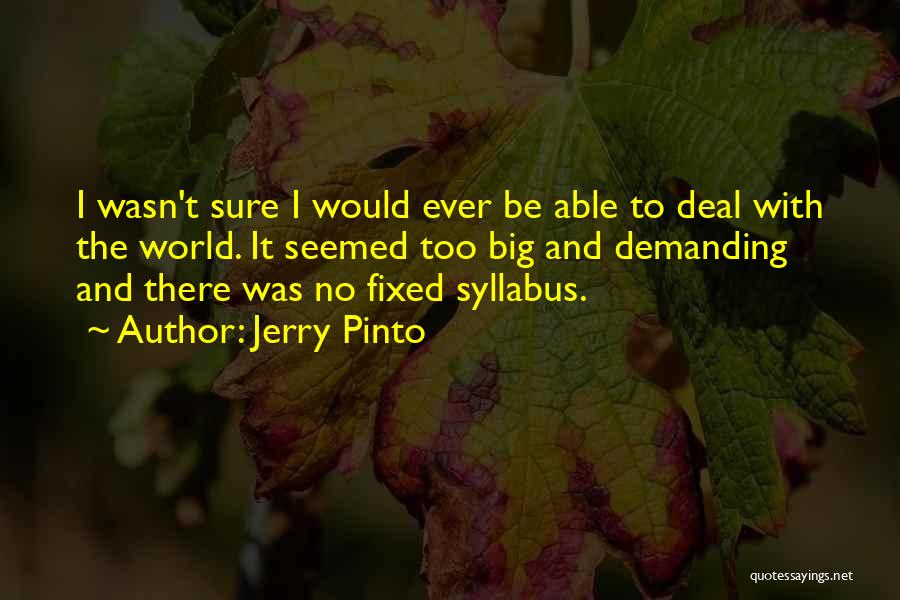 Jerry Pinto Quotes: I Wasn't Sure I Would Ever Be Able To Deal With The World. It Seemed Too Big And Demanding And