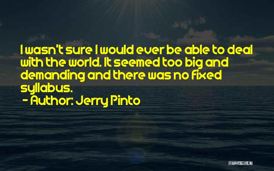 Jerry Pinto Quotes: I Wasn't Sure I Would Ever Be Able To Deal With The World. It Seemed Too Big And Demanding And