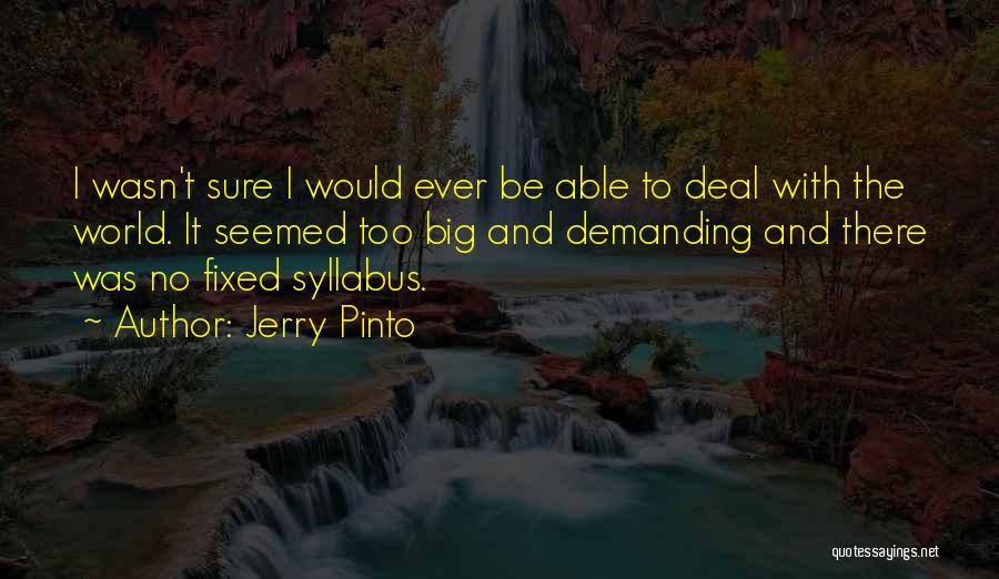 Jerry Pinto Quotes: I Wasn't Sure I Would Ever Be Able To Deal With The World. It Seemed Too Big And Demanding And