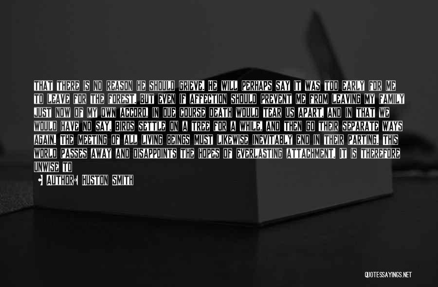Huston Smith Quotes: That There Is No Reason He Should Grieve. He Will Perhaps Say It Was Too Early For Me To Leave