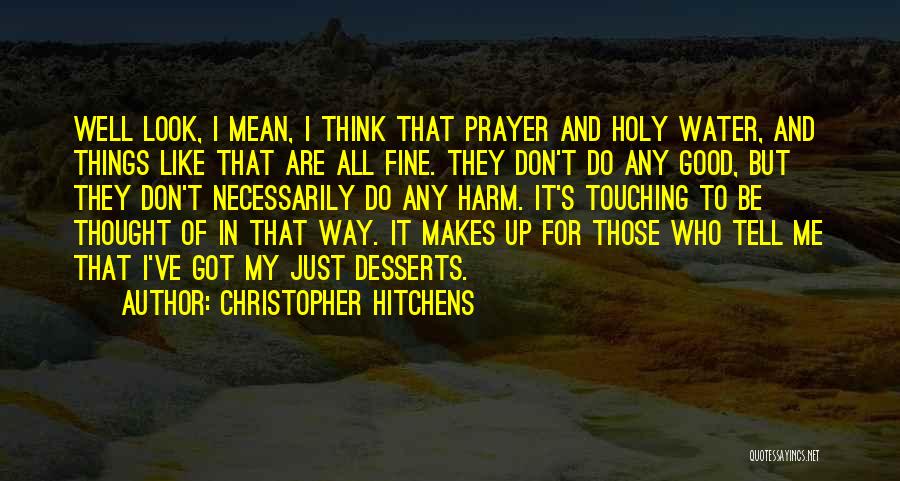 Christopher Hitchens Quotes: Well Look, I Mean, I Think That Prayer And Holy Water, And Things Like That Are All Fine. They Don't