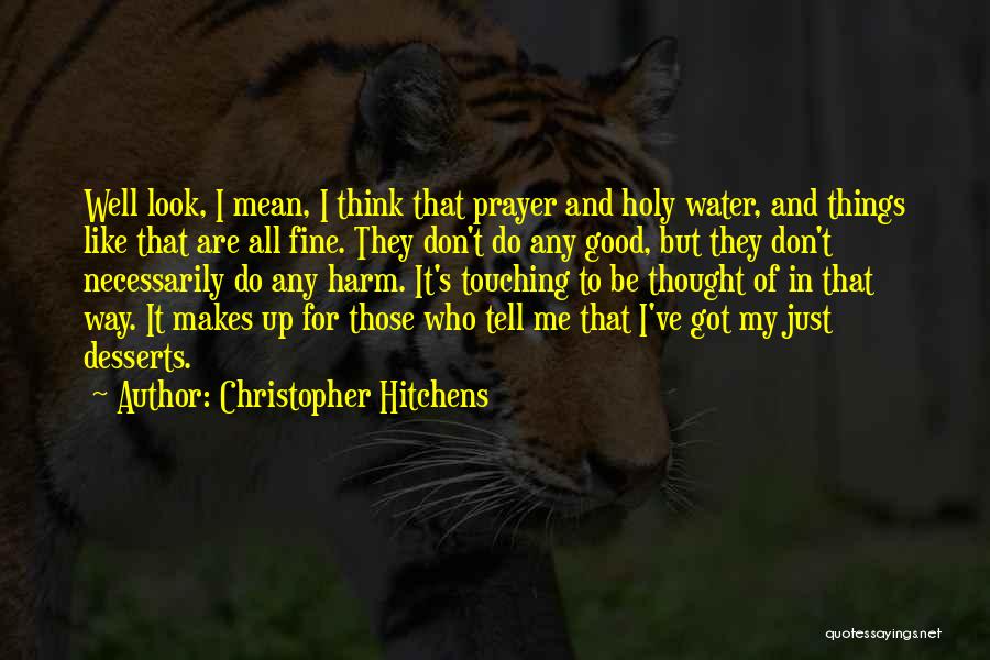 Christopher Hitchens Quotes: Well Look, I Mean, I Think That Prayer And Holy Water, And Things Like That Are All Fine. They Don't