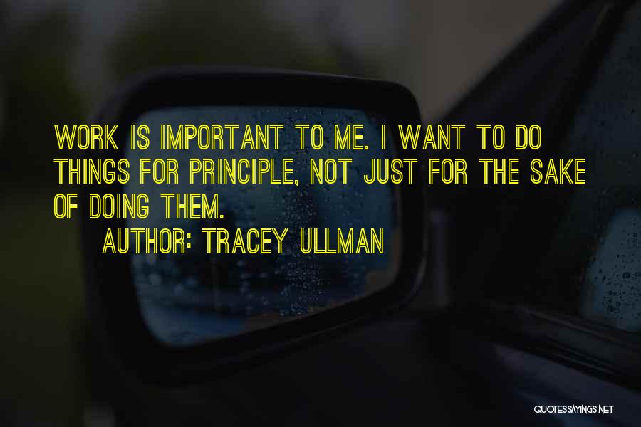 Tracey Ullman Quotes: Work Is Important To Me. I Want To Do Things For Principle, Not Just For The Sake Of Doing Them.
