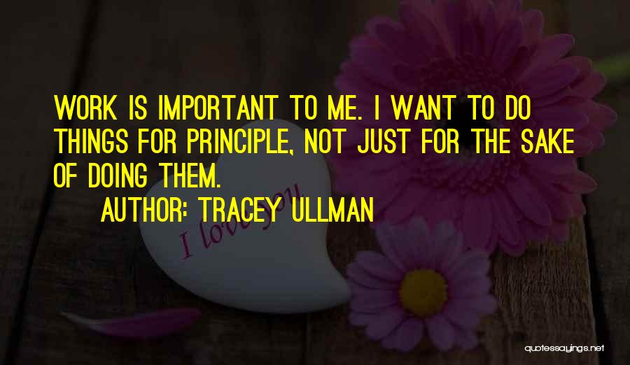 Tracey Ullman Quotes: Work Is Important To Me. I Want To Do Things For Principle, Not Just For The Sake Of Doing Them.