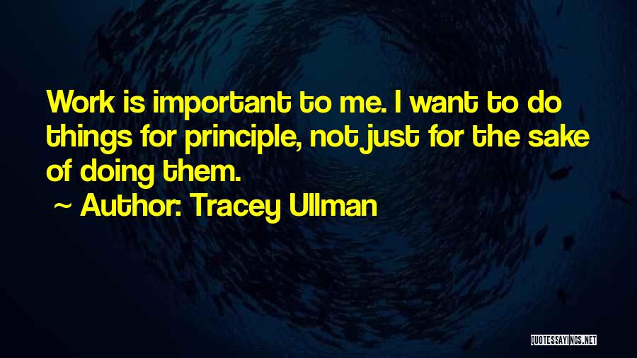 Tracey Ullman Quotes: Work Is Important To Me. I Want To Do Things For Principle, Not Just For The Sake Of Doing Them.