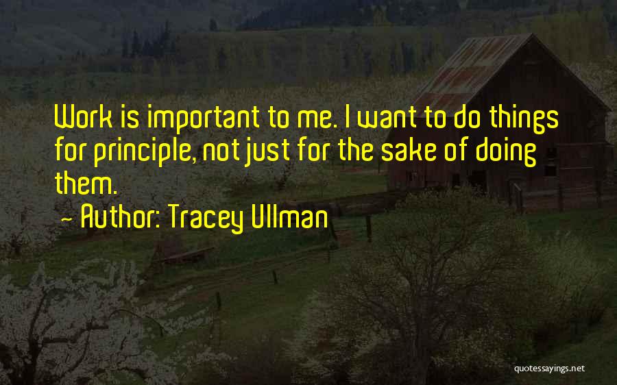 Tracey Ullman Quotes: Work Is Important To Me. I Want To Do Things For Principle, Not Just For The Sake Of Doing Them.