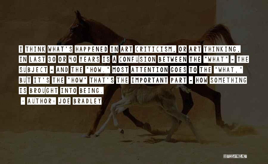 Joe Bradley Quotes: I Think What's Happened In Art Criticism, Or Art Thinking, In Last 30 Or 40 Years Is A Confusion Between